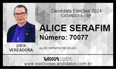 Candidato ALICE SERAFIM 2024 - CATANDUVA - Eleições