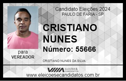 Candidato CRISTIANO NUNES 2024 - PAULO DE FARIA - Eleições