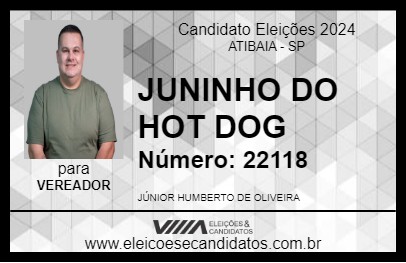 Candidato JUNINHO DO HOT DOG 2024 - ATIBAIA - Eleições