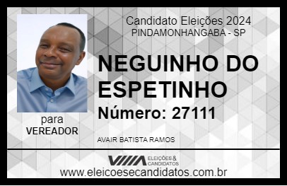 Candidato NEGUINHO DO ESPETINHO 2024 - PINDAMONHANGABA - Eleições