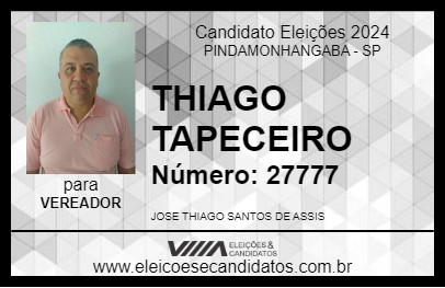 Candidato THIAGO TAPECEIRO 2024 - PINDAMONHANGABA - Eleições