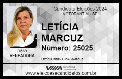 Candidato LETÍCIA MARCUZ 2024 - VOTORANTIM - Eleições