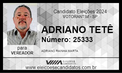 Candidato ADRIANO TETÊ 2024 - VOTORANTIM - Eleições