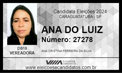 Candidato ANA DO LUIZ 2024 - CARAGUATATUBA - Eleições