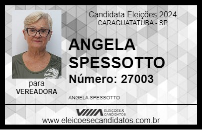 Candidato ANGELA SPESSOTTO 2024 - CARAGUATATUBA - Eleições