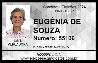 Candidato EUGÊNIA DE SOUZA 2024 - BIRIGUI - Eleições