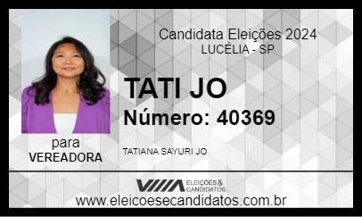 Candidato TATI JO 2024 - LUCÉLIA - Eleições