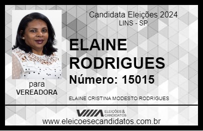 Candidato ELAINE RODRIGUES 2024 - LINS - Eleições