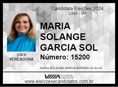 Candidato MARIA SOLANGE GARCIA SOL 2024 - LINS - Eleições