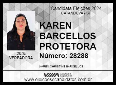 Candidato KAREN BARCELLOS PROTETORA 2024 - CATANDUVA - Eleições