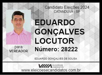 Candidato EDUARDO GONÇALVES LOCUTOR 2024 - CATANDUVA - Eleições