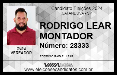 Candidato RODRIGO LEAR MONTADOR 2024 - CATANDUVA - Eleições