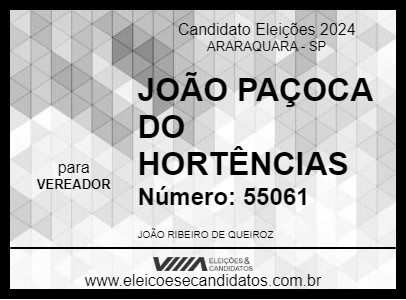 Candidato JOÃO PAÇOCA DO HORTÊNCIAS 2024 - ARARAQUARA - Eleições