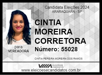 Candidato CINTIA MOREIRA CORRETORA 2024 - ARARAQUARA - Eleições