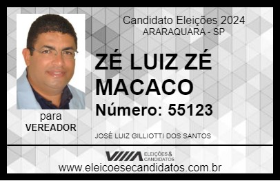 Candidato ZÉ LUIZ ZÉ MACACO 2024 - ARARAQUARA - Eleições