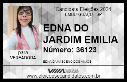 Candidato EDNA DO JARDIM EMILIA 2024 - EMBU-GUAÇU - Eleições