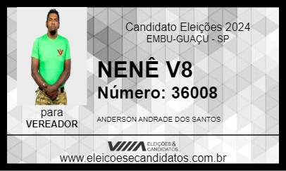 Candidato ANDERSON NENE V8 2024 - EMBU-GUAÇU - Eleições