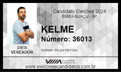 Candidato WAGNER-KELME DO VALE TRANQUILO 2024 - EMBU-GUAÇU - Eleições