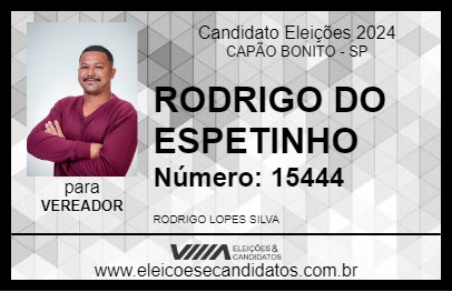 Candidato RODRIGO DO ESPETINHO 2024 - CAPÃO BONITO - Eleições