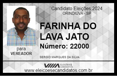 Candidato FARINHA DO LAVA JATO 2024 - ORINDIÚVA - Eleições