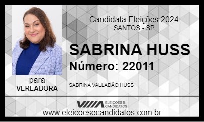 Candidato SABRINA HUSS 2024 - SANTOS - Eleições