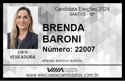 Candidato BRENDA BARONI 2024 - SANTOS - Eleições