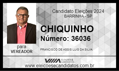 Candidato CHIQUINHO 2024 - BARRINHA - Eleições