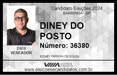 Candidato DINEY DO POSTO 2024 - BARRINHA - Eleições