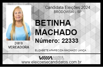 Candidato BETINHA MACHADO 2024 - BRODOWSKI - Eleições