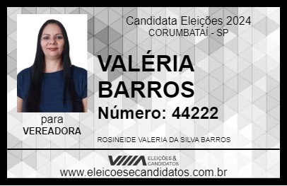 Candidato VALÉRIA BARROS  2024 - CORUMBATAÍ - Eleições