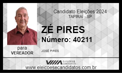 Candidato ZÉ PIRES 2024 - TAPIRAÍ - Eleições