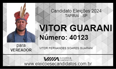 Candidato VITOR GUARANI 2024 - TAPIRAÍ - Eleições