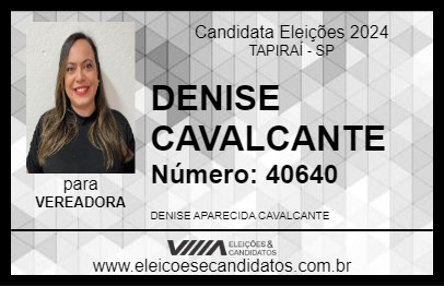 Candidato DENISE CAVALCANTE 2024 - TAPIRAÍ - Eleições