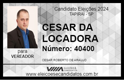 Candidato CESAR DA LOCADORA 2024 - TAPIRAÍ - Eleições