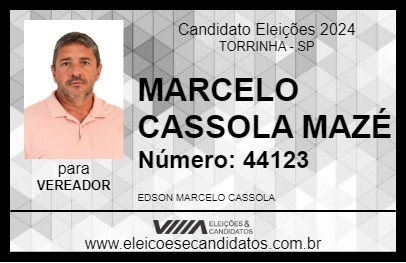 Candidato MARCELO CASSOLA MAZÉ 2024 - TORRINHA - Eleições