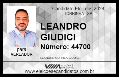 Candidato LEANDRO GIUDICI 2024 - TORRINHA - Eleições