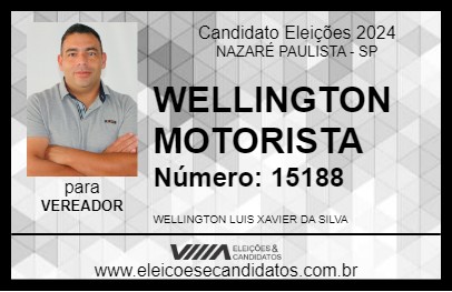 Candidato WELLINGTON MOTORISTA 2024 - NAZARÉ PAULISTA - Eleições