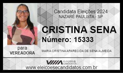 Candidato CRISTINA SENA 2024 - NAZARÉ PAULISTA - Eleições