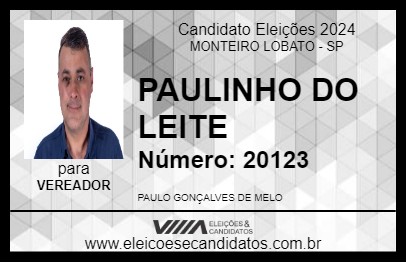 Candidato PAULINHO DO LEITE 2024 - MONTEIRO LOBATO - Eleições