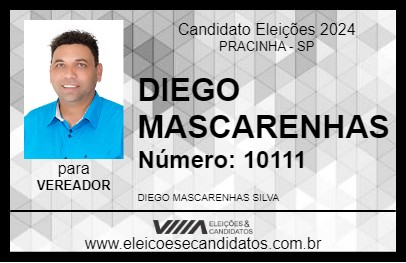 Candidato DIEGO MASCARENHAS 2024 - PRACINHA - Eleições