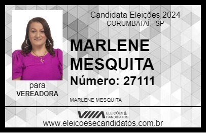 Candidato MARLENE MESQUITA 2024 - CORUMBATAÍ - Eleições