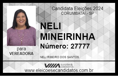 Candidato NELI MINEIRINHA 2024 - CORUMBATAÍ - Eleições