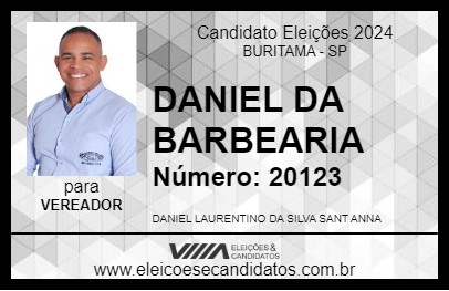 Candidato DANIEL DA BARBEARIA 2024 - BURITAMA - Eleições