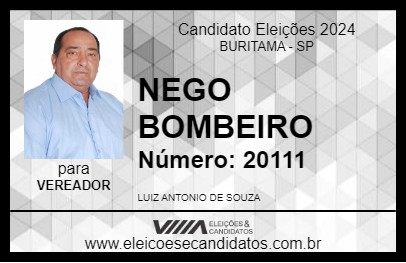 Candidato NEGO BOMBEIRO 2024 - BURITAMA - Eleições