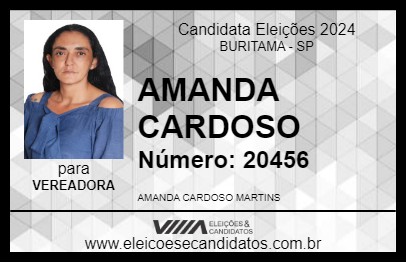 Candidato AMANDA CARDOSO 2024 - BURITAMA - Eleições