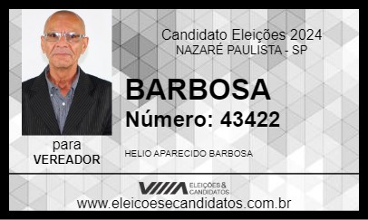 Candidato BARBOSA 2024 - NAZARÉ PAULISTA - Eleições