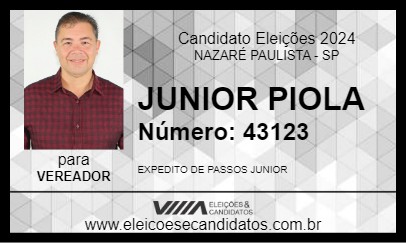 Candidato JUNIOR PIOLA 2024 - NAZARÉ PAULISTA - Eleições