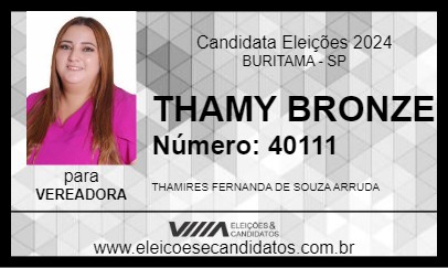 Candidato THAMY BRONZE 2024 - BURITAMA - Eleições