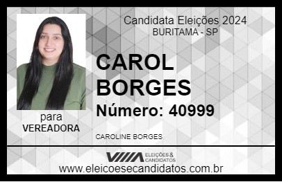 Candidato CAROL BORGES 2024 - BURITAMA - Eleições