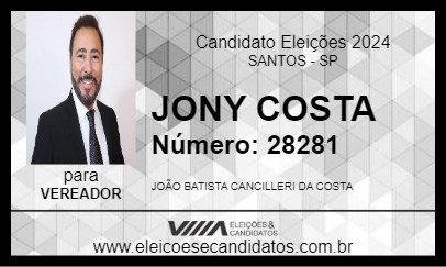 Candidato JONY COSTA 2024 - SANTOS - Eleições